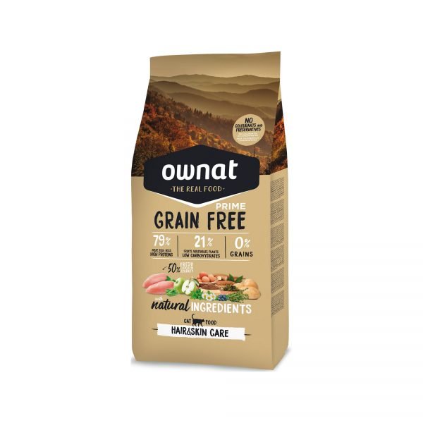 Ownat Prime Adulto Hair & Skin 3 kg Grain Free - Pienso Super Premium para Gato