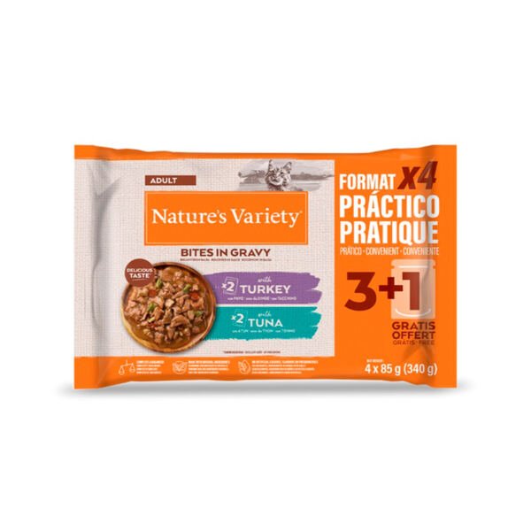 8410650586809_Nature´s Variety Pack Bocaditos en Salsa con Pavo y Atún – Comida Húmeda para Gato Nature´s Variety Pack Bocaditos en Salsa con Pavo y Atún - Comida Húmeda para Gato