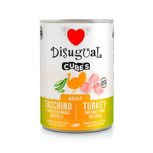 Disugual Cubes Pavo Asado, Cerdo y Guisantes - Comida Húmeda para Perro