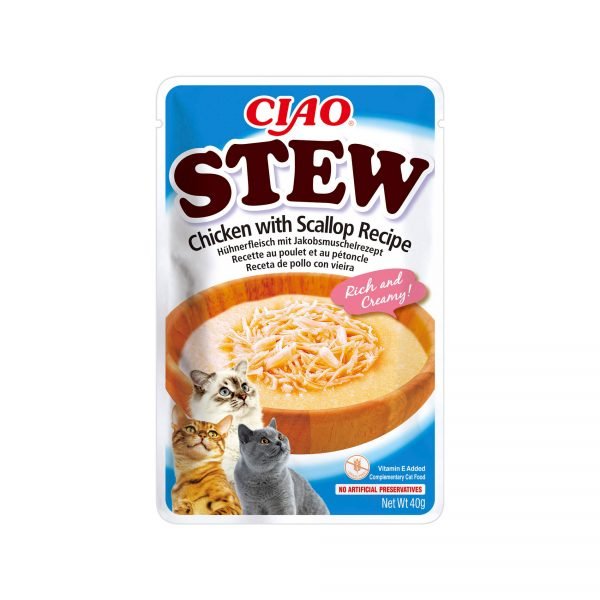 Ciao Stew Pollo con Vieira - Comida Húmeda para Gato