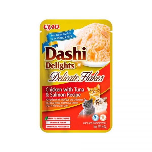 Ciao Dashi Delights Delicate Flakes Pollo con Atún y Salmón - Comida Húmeda para Gato
