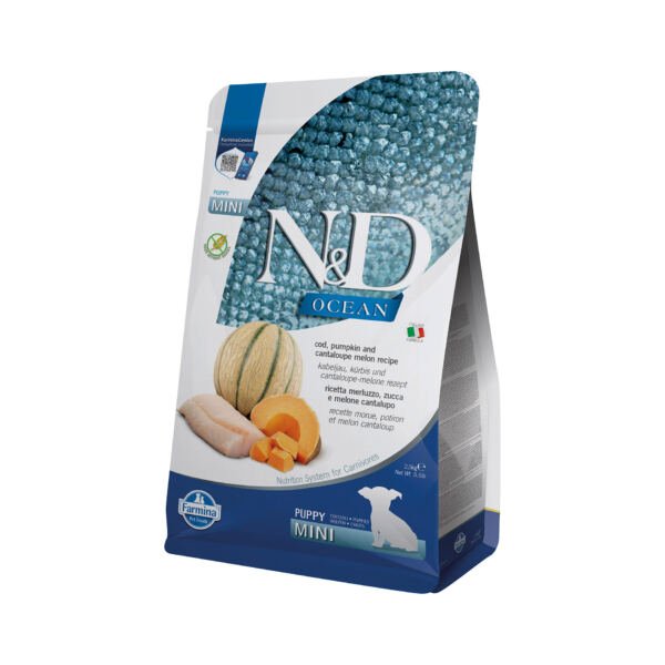 N&D Dog Ocean Puppy Mini Bacalao & Calabaza Grain Free – Pienso para Cachorro