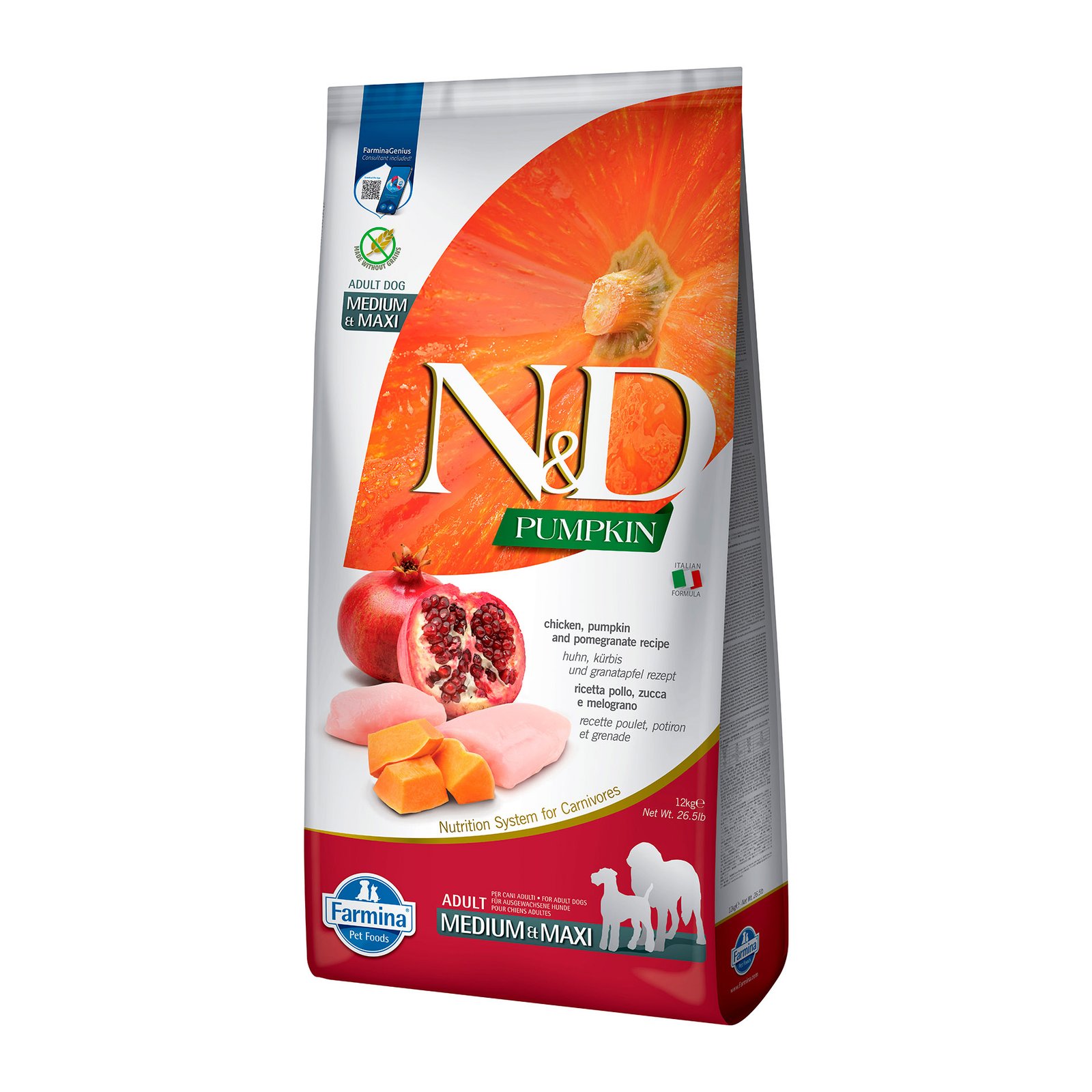 N&D Pumpkin Medium Maxi Pollo Grain Free – Pienso para Perro