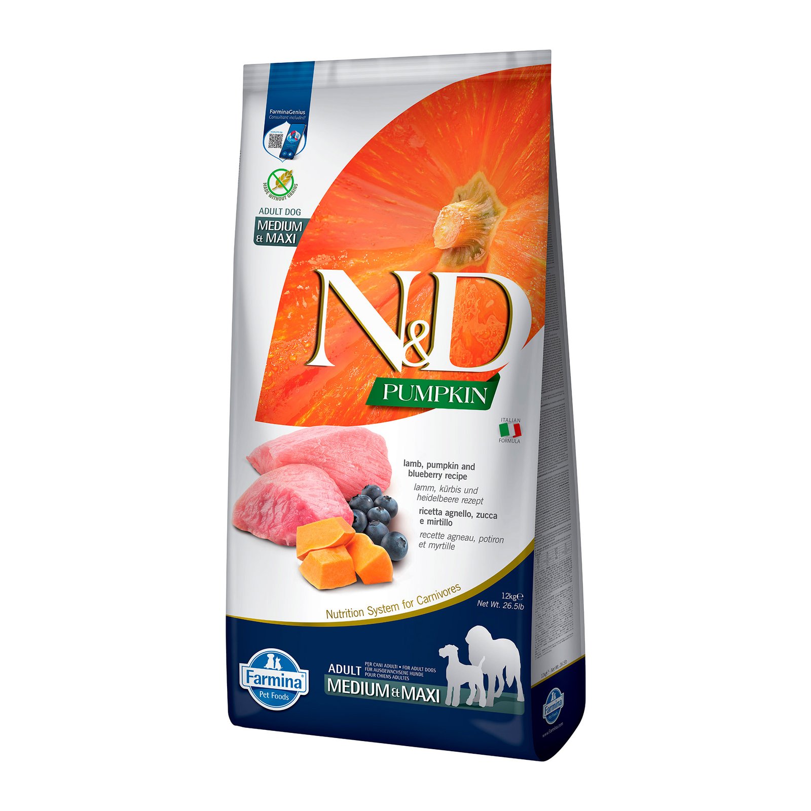 N&D Pumpkin Medium Maxi Cordero Grain Free – Pienso para Perro