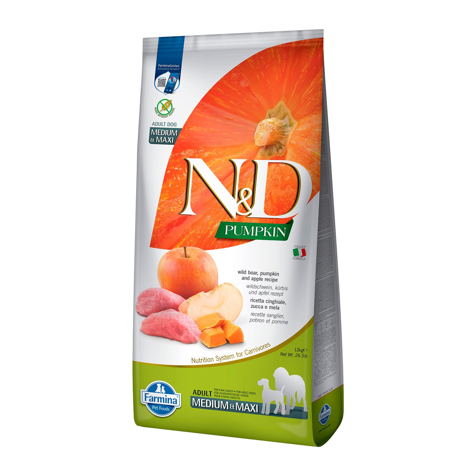 Farmina N&D Pumpkin Medium Maxi Jabalí Grain Free – Pienso para Perro