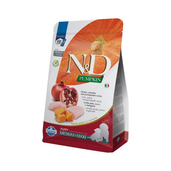 N&D Pumpkin Puppy Medium Maxi Pollo & Granada Grain Free - Pienso para Cachorro