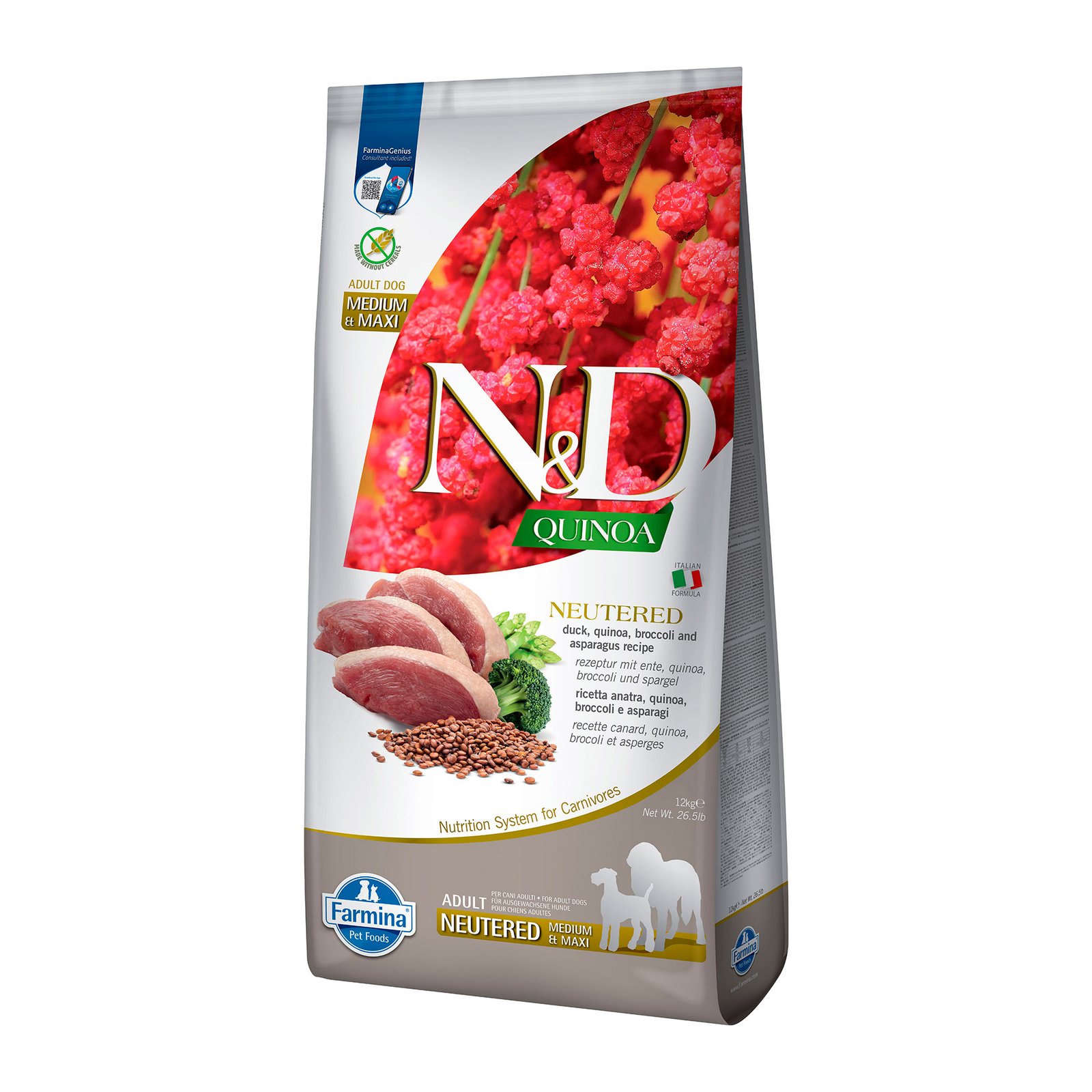 N&D Quinoa Neutered Medium Maxi Pato Grain Free – Pienso para Perro