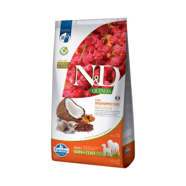 N&D Quinoa Skin & Coat Medium Maxi Arenque Grain Free - Pienso para Perro