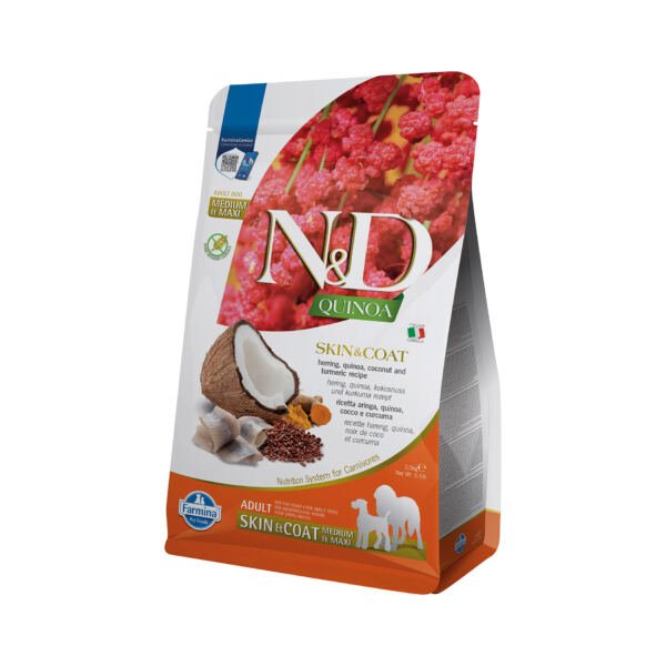 N&D Quinoa Skin & Coat Medium Maxi Arenque Grain Free - Pienso para Perro
