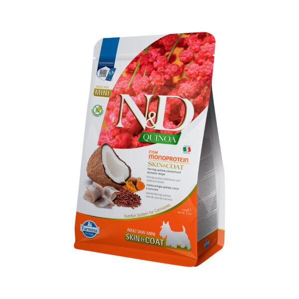 N&D Quninoa Skin & Coat Arenque Adult Mini Grain Free 2,5 kg - Pienso para Perro
