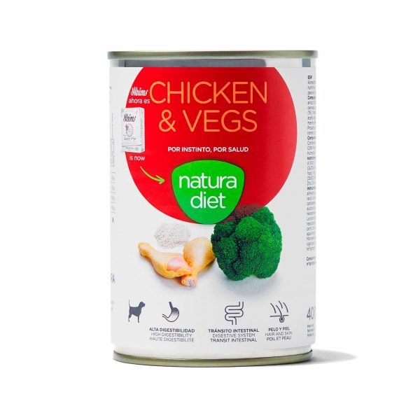 Natura Diet Paté Adulto Chicken & Vegs 400 g Grain Free - Comida Húmeda para Perro