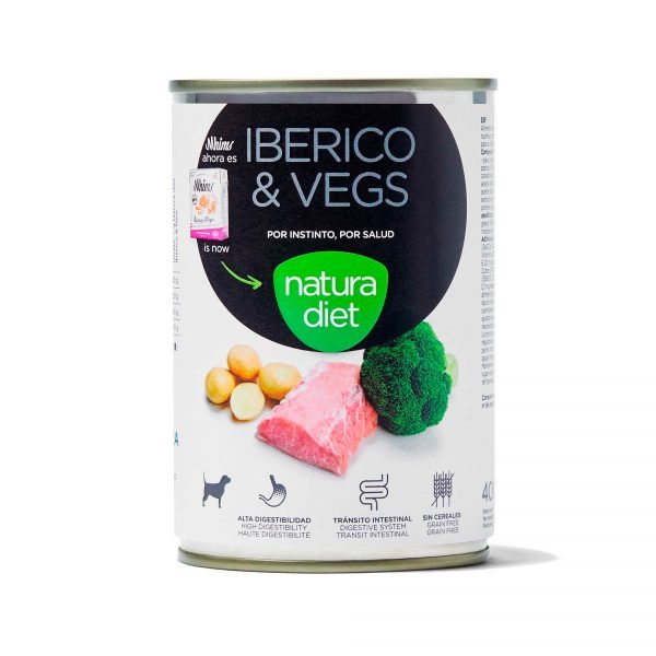 Natura Diet Paté Adulto Iberico & Vegs 400 g Grain Free - Comida Húmeda para Perro