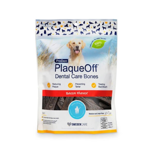 PlaqueOff Cuidado Dental Bones Bacon - Snack para Perro