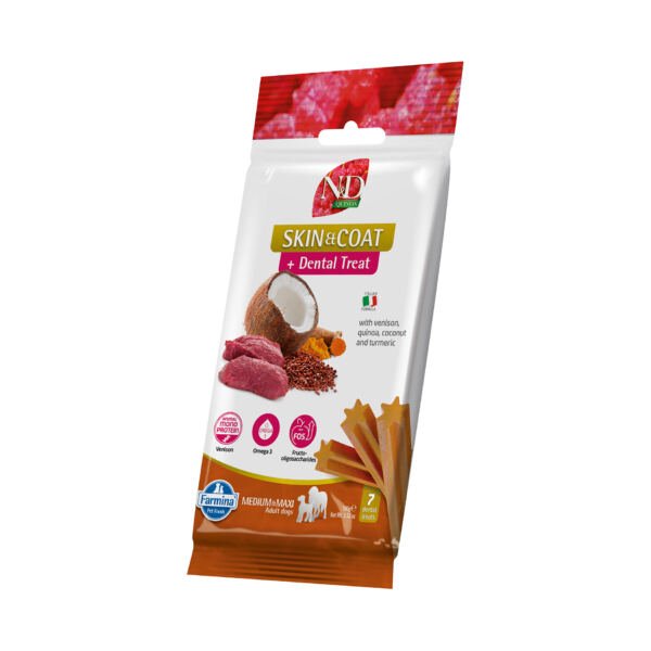 N&D Farmina Dental Treat Skin Coat Venado Medium Maxi Adultos - Snack para Perro