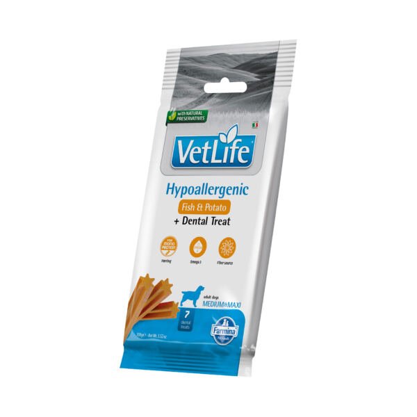 Farmina VetLife Dental Adulto Medium/Maxi Hypoallergenic Pescado y Patata - Snack para Perro