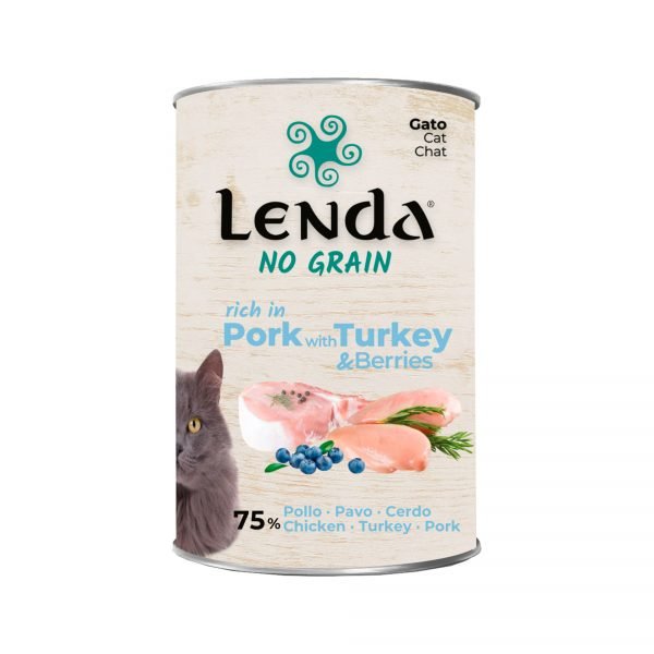Lenda Paté Adulto Cerdo con Pavo y Arándanos 400 g Grain Free - Comida Húmeda para Gato