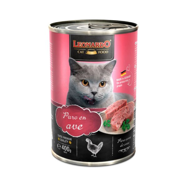 Leonardo Paté Adulto Puro en Ave - Comida Húmeda para Gato