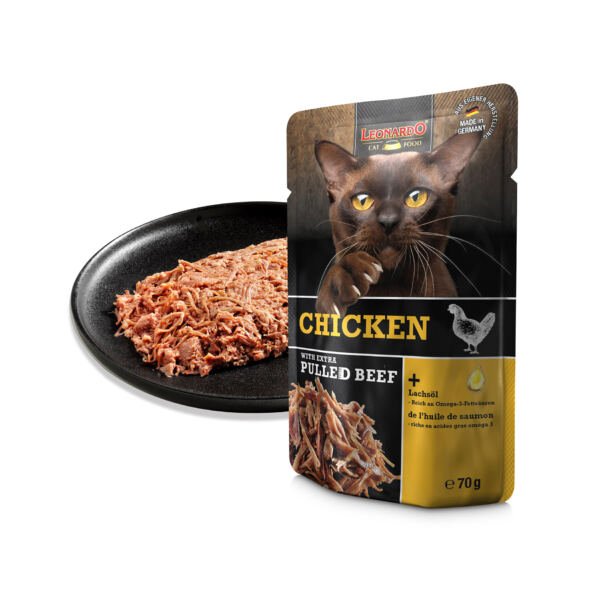 Leonardo Pollo con Extra Pulled Beef - Comida Húmeda para Gato