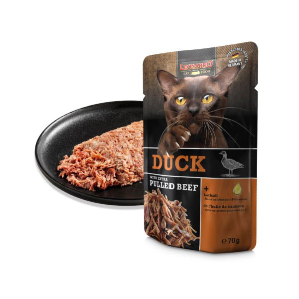 Leonardo Pato con Extra Pulled Beef - Comida Húmeda para Gato