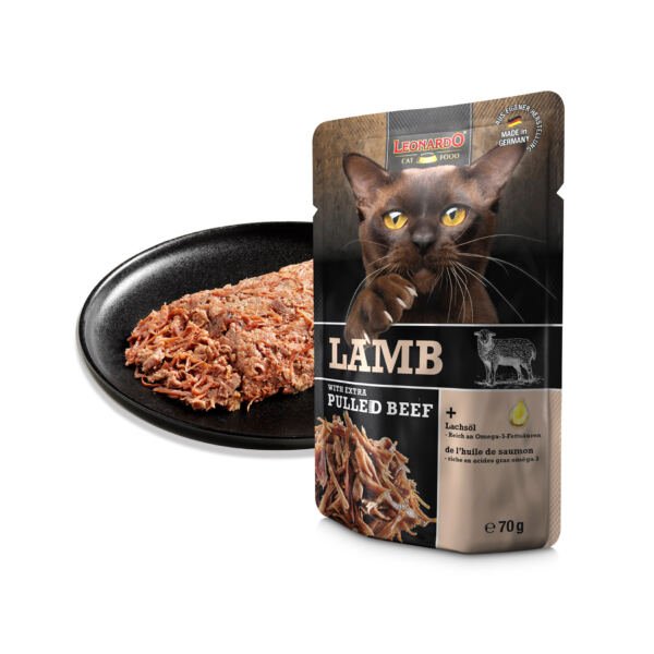 Leonardo Cordero con Extra Pulled Beef - Comida Húmeda para Gato