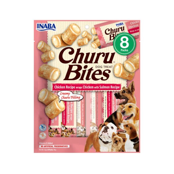 churu bites pollo y salmón snack perro Churu Bites Receta de Pollo con Salmón - Snack para Perro