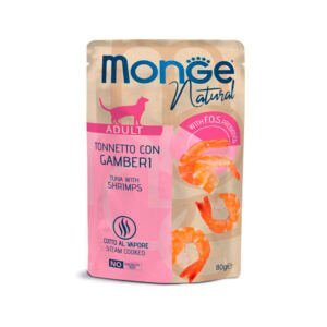 Monge Natural Sobre de Atún y Gambas en Gelatina - Comida Húmeda para Gato
