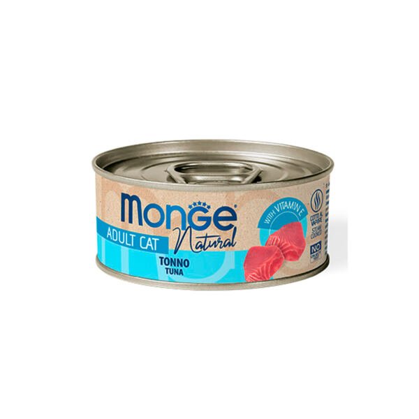 Monge Natural Lata de Atún Atlántico en Caldo - Comida Húmeda para Gato