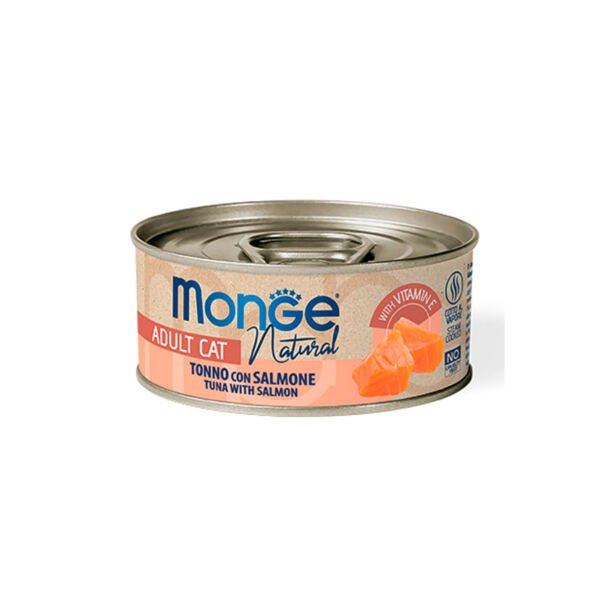 Monge Natural Lata de Atún y Salmón en Caldo - Comida Húmeda para Gato