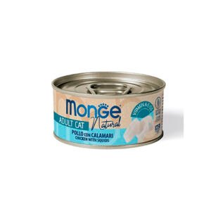 Monge Natural Lata de Pollo con Calamares en Caldo - Comida Húmeda para Gato