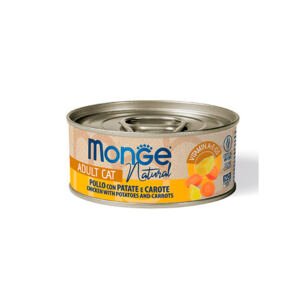 Monge Natural Lata de Pollo Zanahoria y Patata en Caldo - Comida Húmeda para Gato