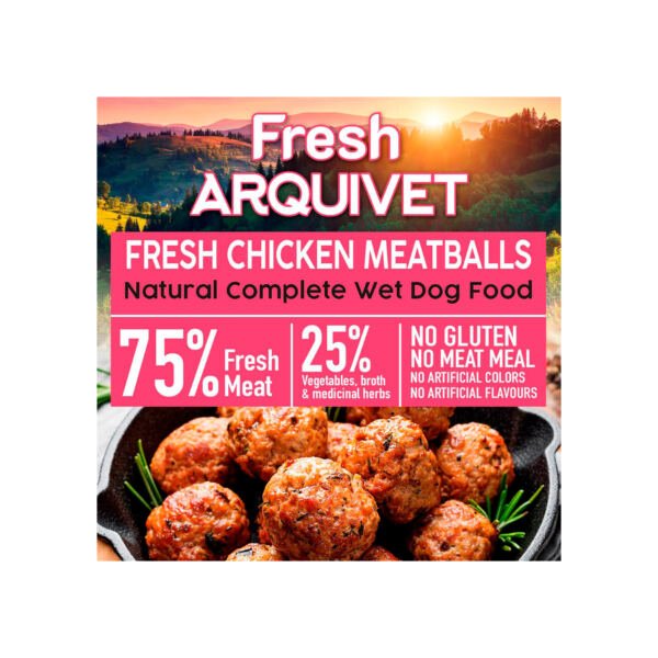 Arquivet Fresh Albóndigas de Pollo, Zanahoria y Guisantes 400 g - Comida Húmeda para Perro