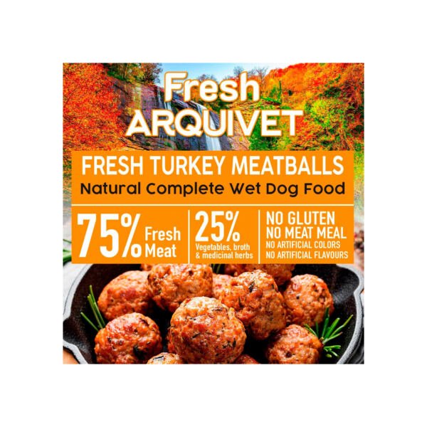 Arquivet Fresh Albóndigas de Pavo, Brócoli y Calabaza 400 g - Comida Húmeda para Perro