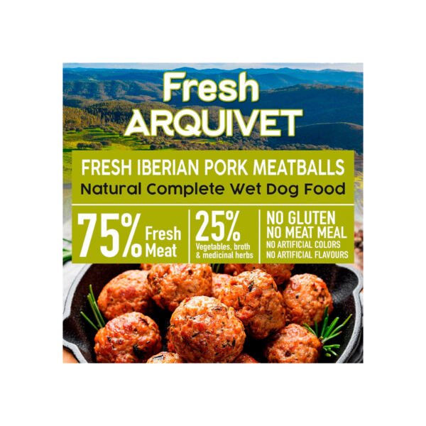 Arquivet Fresh Albóndigas de Cerdo Ibérico, Calabaza y Judías Verdes 400 g - Comida Húmeda para Perro
