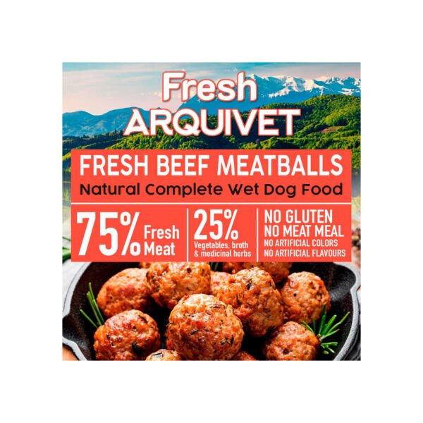 Arquivet Fresh Albóndigas de Ternera, Boniato y Zanahoria 400 g - Comida Húmeda para Perro