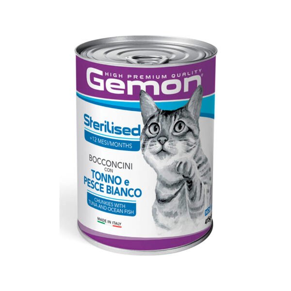 Gemon Esterilizado Pescado Blanco de Atún - Comida Húmeda para Gato
