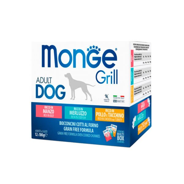 Monge-Multi-Pouches-Perro-Ternera-Pescado-Pollo Monge Multi Pouches Ternera/Pescado/Pollo y Pavo - Comida Húmeda para Perro