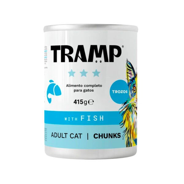 Tramp_3_Cat-Chunks-415g_Fish Tramp Cat Lata Trozos Pescado - Comida Húmeda para Gato