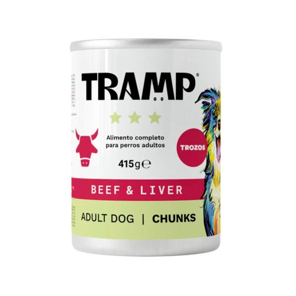 Tramp_3_Dog-Chunks-415g_Beef Tramp Perro Lata Trozos Ternera e Hígado - Comida Húmeda para Perro