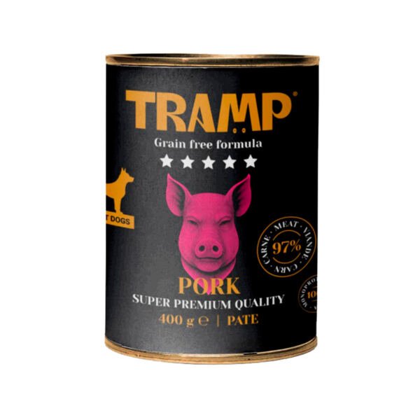 lata pate tramp sin cereales cerdo 400g Tramp Super Premium Dog Cerdo Grain Free - Comida Húmedo para Perro