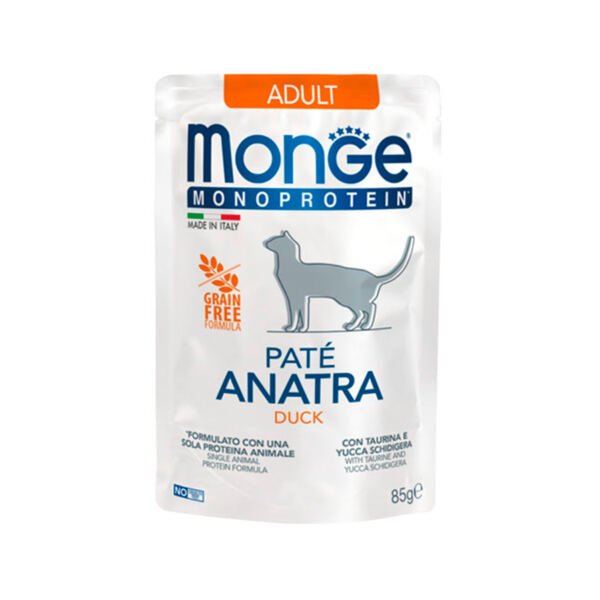 Monge Pouches Monoproteico Adulto Pato - Comida Húmeda para Gato