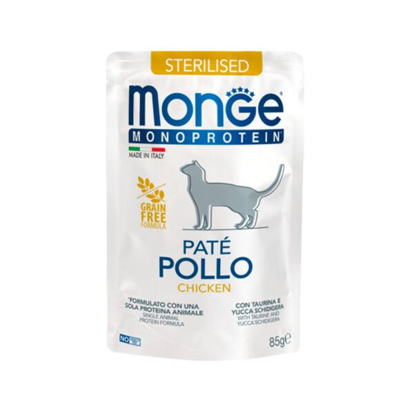 Monge Pouches Monoproteico Adulto Esterilizado Pollo - Comida Húmeda para Gato