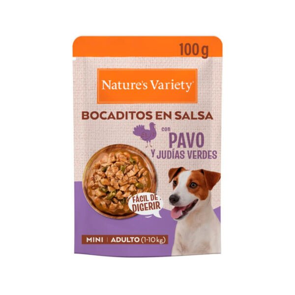 Nature's Variety Bocaditos en Salsa con Pavo y Judías Verdes - Comida Húmeda para Perro