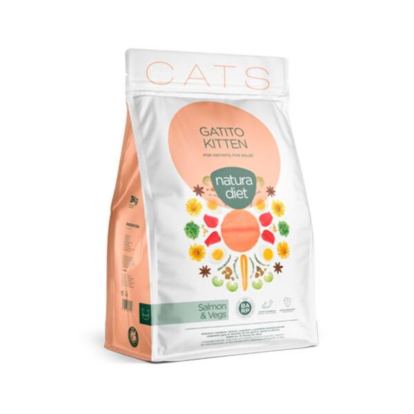 8436596670716 Natura Diet Kitten Salmón y Vegetales - Pienso para Gatito