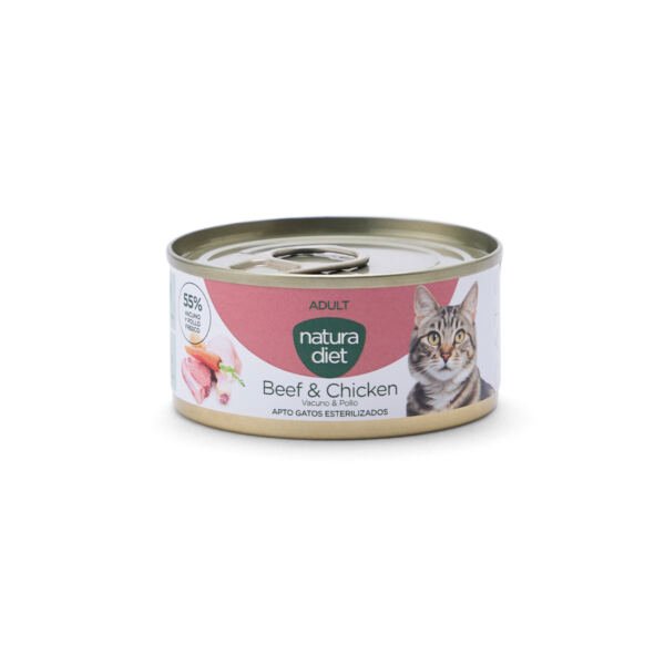 8436596675780_Adult BeefChicken85g Natura Diet Adult Vacuno y Pollo Paté - Comida Húmeda para Gato