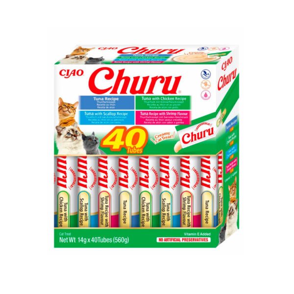 Churu Cat Variedades de Atún con Marisco 40x14g - Snack para Gato