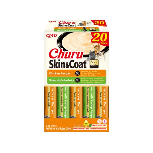 Churu Cat Variedades Skin & Coat de Pollo 20x14g - Snack para Gato