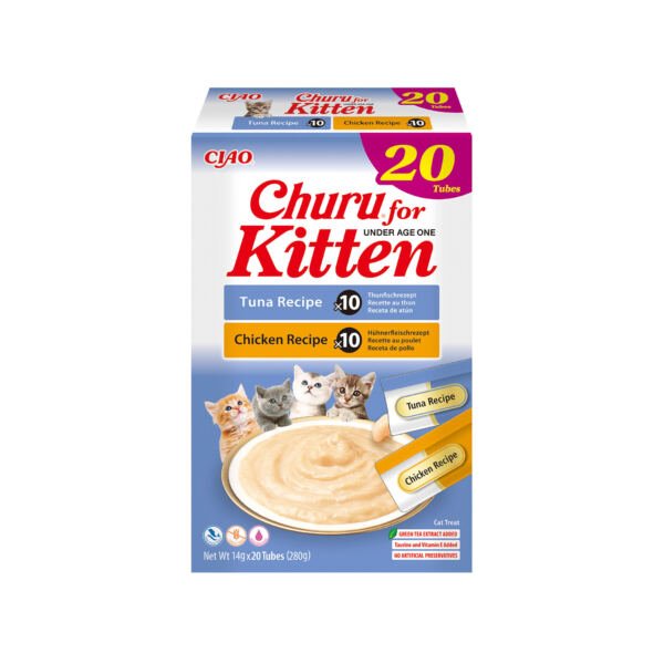 Churu Kitten Variedades de Atún y Pollo 20x14g - Snack para Gatito
