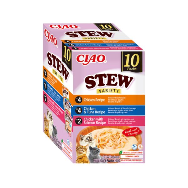Stew Cat Multipack Receta de Pollo con Atún y Salmón 10x40g - Comida Húmeda para Gato