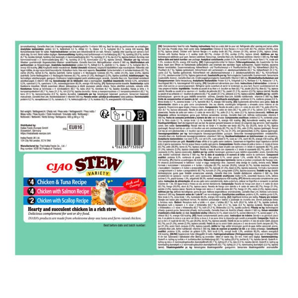 Stew Cat Multipack Receta de Pollo con Atún, Salmón y Vieira 10x40g - Comida Húmeda para Gato