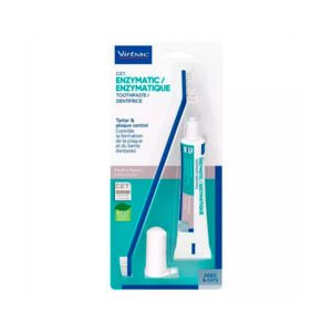 Virbac Kit Cepillo + Pasta Dentífrica Enzimática - Higiene para Perro y Gato